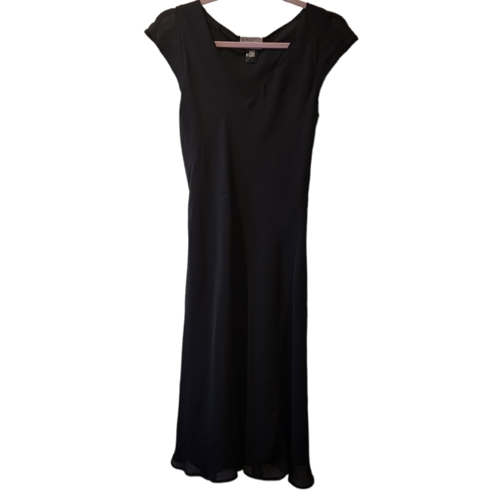 Bay Trading Co. Vintage  Black Sheer Cap Sleeve Women's Dress Size 12